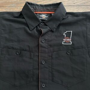 Harley Davidson Short Sleeve Button Up Shirt Black Size M Like New